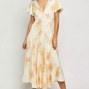 Free People Laura Yellow Floral Dress XS